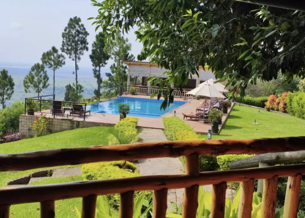Twin Lakes Safari Lodge Uganda lake view hillside
